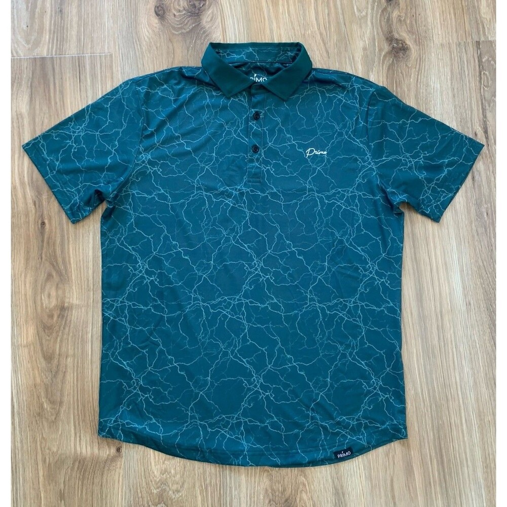 PRIMO GOLF APPAREL Men's Shortsleeve Polo Size L Blue Performance